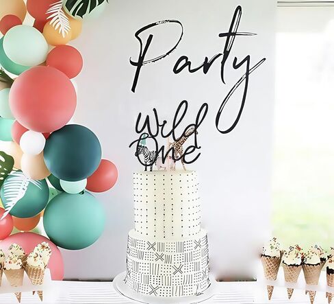 Wild One Cake Topper - Gold Glitter Paper Birthday Cake Decoration for 1st Birthday Party Cake - Baby's First Birthday Souvenir Party Photo Booth Props - Suitable for Baby Shower/Gender Reveal Party in Kuwait