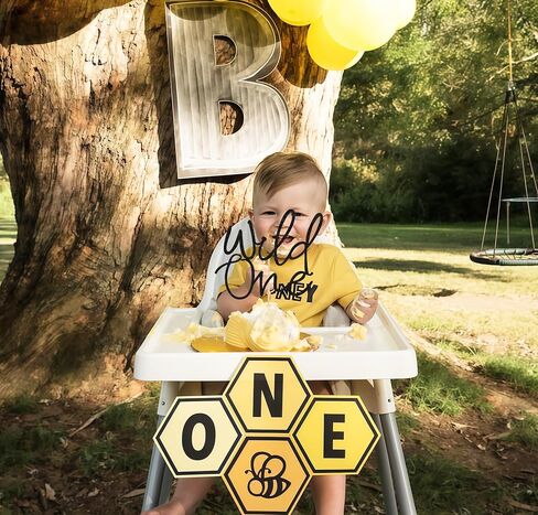 Wild One Cake Topper - Gold Glitter Paper Birthday Cake Decoration for 1st Birthday Party Cake - Baby's First Birthday Souvenir Party Photo Booth Props - Suitable for Baby Shower/Gender Reveal Party in Kuwait