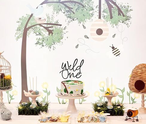 Wild One Cake Topper - Gold Glitter Paper Birthday Cake Decoration for 1st Birthday Party Cake - Baby's First Birthday Souvenir Party Photo Booth Props - Suitable for Baby Shower/Gender Reveal Party in Kuwait