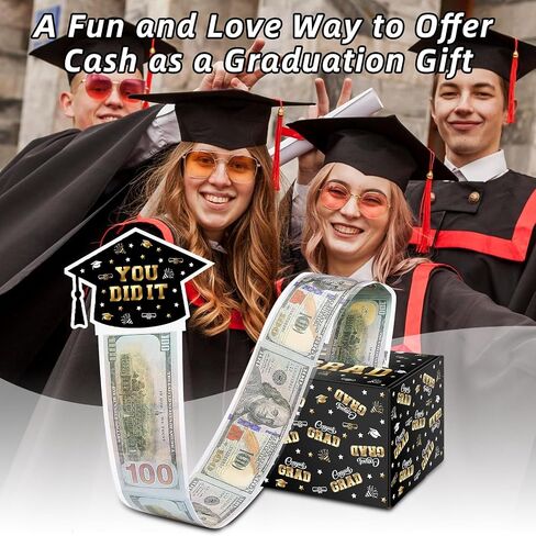 2025 Graduation Money Box for Cash Gift Pull - Graduation Gift - 100 Pack Surprise Box Explosion Gift - DIY Grad Card Box - Graduation Party Supplies - Congrats You Did It! - Black in Saudi Arabia