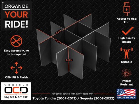 Vehicle OCD - Center Console Divider and Tray Organizer for Toyota Tundra (2022-2025) / Sequoia (2023-2025) – Made in USA - NOT compatible with center console safe - SLX513 in Kuwait