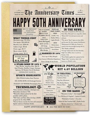 Jumbo 50th Anniversary Card for Women Men, Funny 50th Wedding Anniversary Decorations for Mom Dad, Romantic 50 Year Anniversary Card Gift for Wife Husband, Golden Wedding Gift in Saudi Arabia