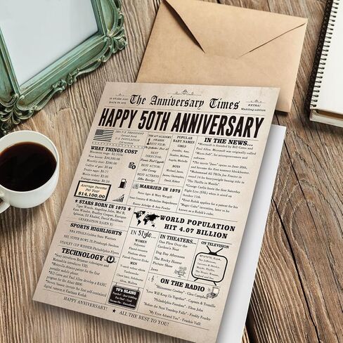 Jumbo 50th Anniversary Card for Women Men, Funny 50th Wedding Anniversary Decorations for Mom Dad, Romantic 50 Year Anniversary Card Gift for Wife Husband, Golden Wedding Gift in Saudi Arabia