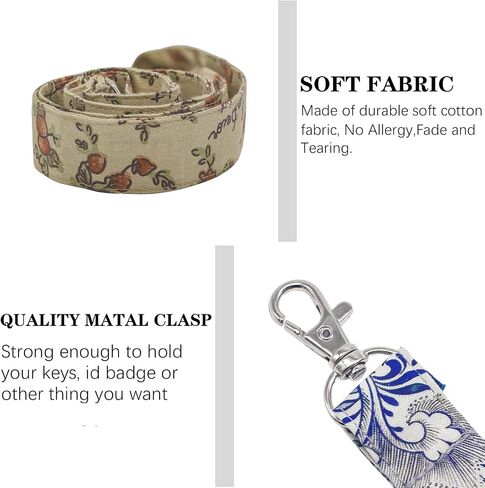 Lnkre Jewelry Tulip Ploral Print Lanyard للمفاتيح والشارات وحامل الهوية - حزام رقبة لطيف للمعلمين والموظفين والعمل والطالب in Kuwait
