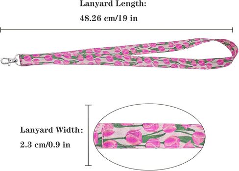 Lnkre Jewelry Tulip Ploral Print Lanyard للمفاتيح والشارات وحامل الهوية - حزام رقبة لطيف للمعلمين والموظفين والعمل والطالب in Kuwait