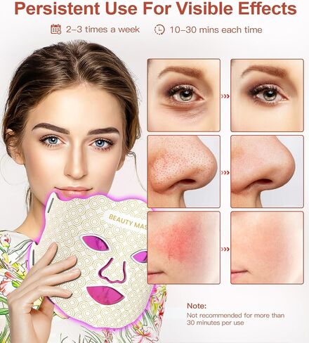 Red Light Therapy for Face,7 Colors Red Light Therapy Mask,Wireless Near-infrared Light 850nm and Red Light 630nm with Timing Function,Rechargeable Led Face Mask Light Therapy for Home Skincare, Black in Saudi Arabia