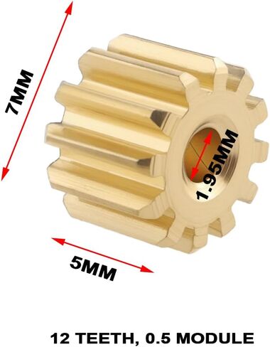 The Lord of the Tools 20 Pcs 12 Teeth Motor Gears 0.5 Module Brass Gears Aperture 1.95mm Outer Diameter 7mm Thick 5mm for 2mm Motor Shaft RC Car Model DIY Robot in Saudi Arabia
