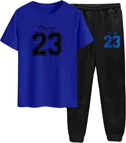 OYOANGLE Men's 2 Piece Outfits Short Sleeve T Shirt and Sweatpants Lounge Set Sleepwear Tracksuit in Saudi Arabia