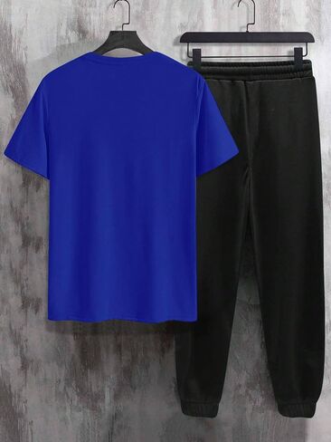OYOANGLE Men's 2 Piece Outfits Short Sleeve T Shirt and Sweatpants Lounge Set Sleepwear Tracksuit in Saudi Arabia