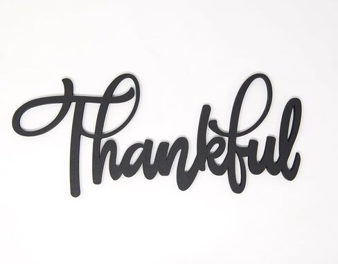 The Acrylic Place Grateful 3D Wood Art Word Script Cutout Sign (12x6 inches), Matt Black Wall Decor in Saudi Arabia