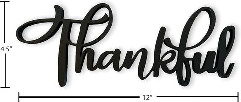 The Acrylic Place Grateful 3D Wood Art Word Script Cutout Sign (12x6 inches), Matt Black Wall Decor in Saudi Arabia