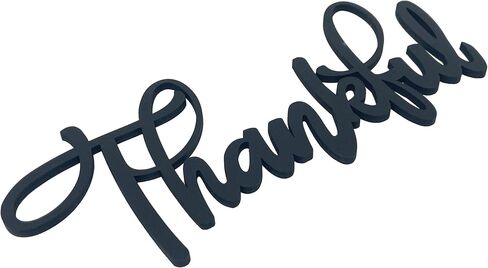 The Acrylic Place Grateful 3D Wood Art Word Script Cutout Sign (12x6 inches), Matt Black Wall Decor in Saudi Arabia