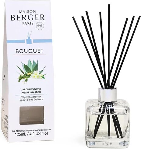 Reed Diffuser - Cube - Clear - Scented Bouquet with Reed Sticks - Prefilled with Lampe Berger Fragrance - 125 Milliliters - 4.2 Fluid Ounces (Lemon Flower) in Kuwait