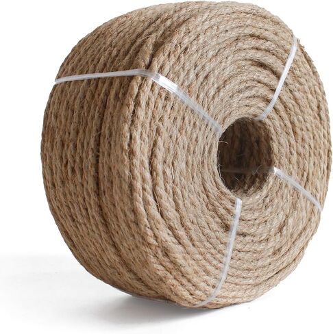 RIOOP Natural Jute Twine Rope 164 Feet 4mm, Heavy Duty Garden Twine String for Crafts, Gardening Deals, Cat Scratching & Macrame Cord, Climbing Plants in Kuwait
