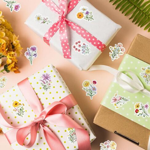 Whaline 1000Pcs Wildflower Stickers Colorful Floral Paper Decals Flower Bouquet Self-Adhesive Waterproof Stickers for Envelope Scrapbook Spring Party Decor, 2 Rolls in Saudi Arabia