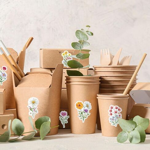 Whaline 1000Pcs Wildflower Stickers Colorful Floral Paper Decals Flower Bouquet Self-Adhesive Waterproof Stickers for Envelope Scrapbook Spring Party Decor, 2 Rolls in Saudi Arabia