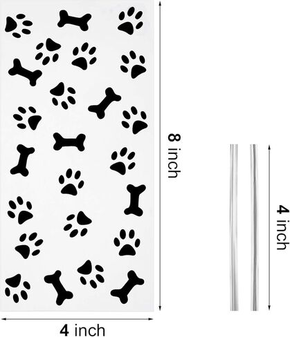 Maitys 100 pcs dog paw علاج أكياس الكلاب السيلوفان من أجل Goodie Candy Bulk 8 × 4 بوصة الحفلات لصالح اللوازم (أسود) in Kuwait