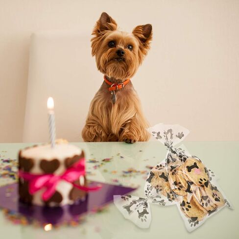 Maitys 100 pcs dog paw علاج أكياس الكلاب السيلوفان من أجل Goodie Candy Bulk 8 × 4 بوصة الحفلات لصالح اللوازم (أسود) in Kuwait