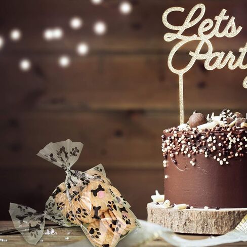 Maitys 100 pcs dog paw علاج أكياس الكلاب السيلوفان من أجل Goodie Candy Bulk 8 × 4 بوصة الحفلات لصالح اللوازم (أسود) in Kuwait