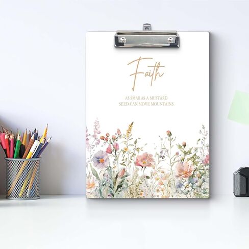 Christian Clipboards, Boho Floral Religious Wooden Clip Board for for Office Classroom Teacher Student Doctor Nurse, Christian Gifts for Women Teen Girls, Standard A4 Letter Size 9x12.6 Inch in Saudi Arabia