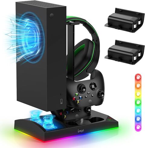 Upgraded RGB Cooling Fan Charging Station for Xbox Series S Console & Controller,Dual Charger Dock and Cooler System Stand with 15 Colorful Light Modes Accessories with 2*1400mAH Rechargeable Battery in Saudi Arabia
