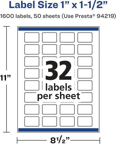 Avery Glossy Clear Rectangle Labels - 1" x 1.5", 320 Labels, Print-to-The-Edge, Laser/Inkjet Printable in Saudi Arabia