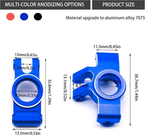 Front Rear Hubs Set ARA330841 Replacement Upgrade - 7075 Aluminum Front Knuckle Spindle Set & Rear Axle Holder Set for ARRMA 1/16 Mojave GROM/LOSI 1/12 NASCAR Models | Multi-Color Anodized in Kuwait