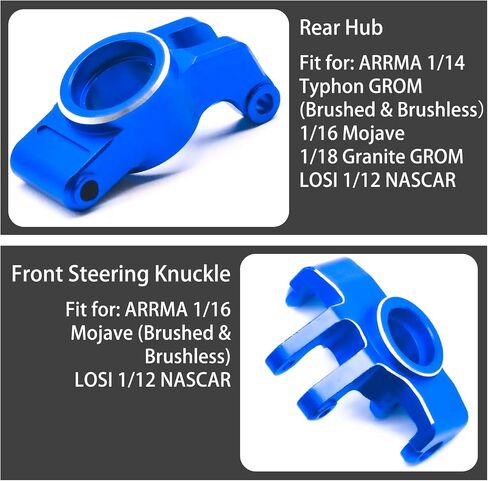 Front Rear Hubs Set ARA330841 Replacement Upgrade - 7075 Aluminum Front Knuckle Spindle Set & Rear Axle Holder Set for ARRMA 1/16 Mojave GROM/LOSI 1/12 NASCAR Models | Multi-Color Anodized in Kuwait