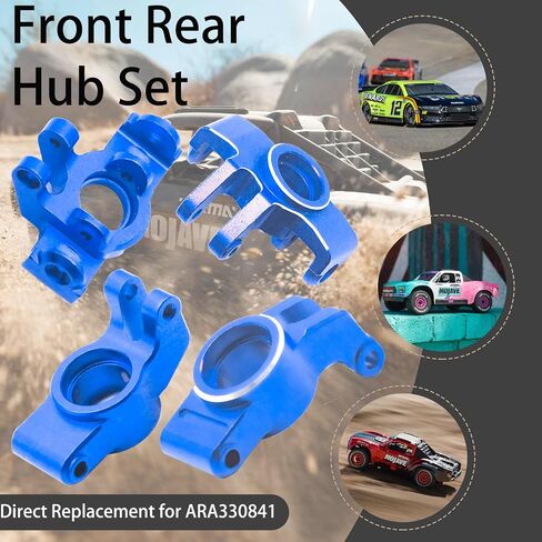 Front Rear Hubs Set ARA330841 Replacement Upgrade - 7075 Aluminum Front Knuckle Spindle Set & Rear Axle Holder Set for ARRMA 1/16 Mojave GROM/LOSI 1/12 NASCAR Models | Multi-Color Anodized in Kuwait