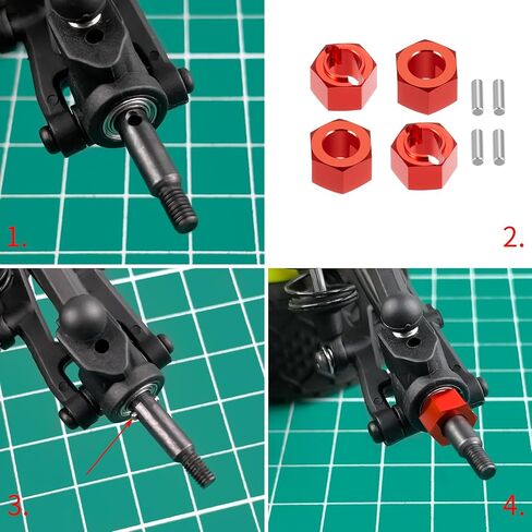 RCHUBAM 7mm Wheel Hex Hubs Adapter Aluminium 1/16 RC Wheel Hex Upgrades Parts Accessories Compatible with Losi Mini-T 2.0 & Mini-B 1/16 1/18 Scale RC Off-Road Car Truck (Black) in Saudi Arabia