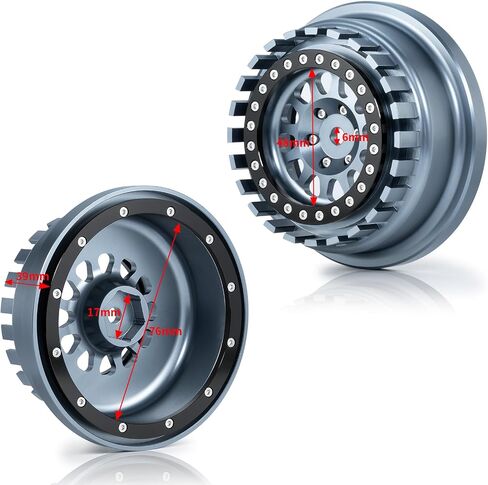 QUE-T Aluminium Beadlock Wheels for 1/7 Unlimited Desert Racer UDR Wheel Hubs,Pack of 4,Suit for Tires 101063-00 Only (Titanium & Black) in Saudi Arabia