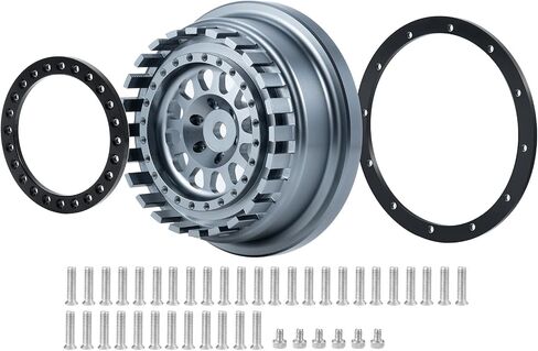 QUE-T Aluminium Beadlock Wheels for 1/7 Unlimited Desert Racer UDR Wheel Hubs,Pack of 4,Suit for Tires 101063-00 Only (Titanium & Black) in Saudi Arabia