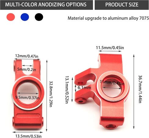 Front Rear Hubs Set ARA330841 Replacement Upgrade - 7075 Aluminum Front Knuckle Spindle Set & Rear Axle Holder Set for ARRMA 1/16 Mojave GROM/LOSI 1/12 NASCAR Models | Multi-Color Anodized in Kuwait