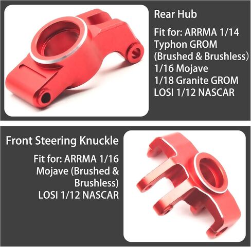 Front Rear Hubs Set ARA330841 Replacement Upgrade - 7075 Aluminum Front Knuckle Spindle Set & Rear Axle Holder Set for ARRMA 1/16 Mojave GROM/LOSI 1/12 NASCAR Models | Multi-Color Anodized in Kuwait