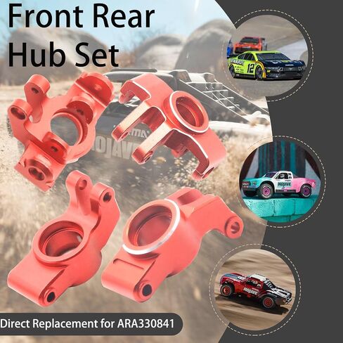 Front Rear Hubs Set ARA330841 Replacement Upgrade - 7075 Aluminum Front Knuckle Spindle Set & Rear Axle Holder Set for ARRMA 1/16 Mojave GROM/LOSI 1/12 NASCAR Models | Multi-Color Anodized in Kuwait