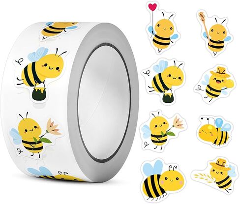 500Pcs Bee Label Stickers 1 Inch Round Sticker Rolls Envelope Seal Animal Stickers Cute Bees Jar Labels Self Adhesive Cartoon Favor Decals Bee Themed Party Crafting Supplies Decoration in Kuwait