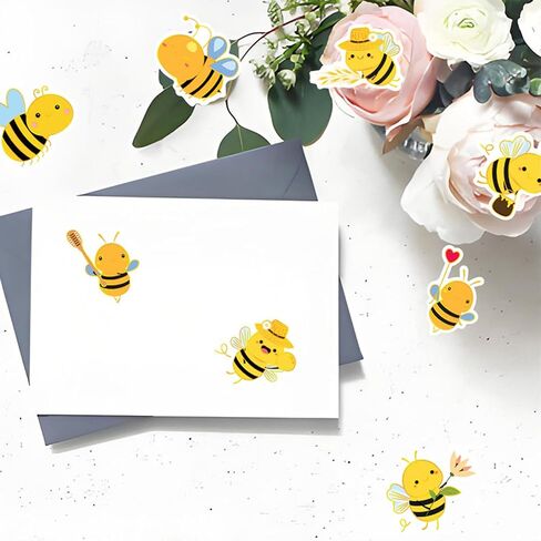 500Pcs Bee Label Stickers 1 Inch Round Sticker Rolls Envelope Seal Animal Stickers Cute Bees Jar Labels Self Adhesive Cartoon Favor Decals Bee Themed Party Crafting Supplies Decoration in Kuwait