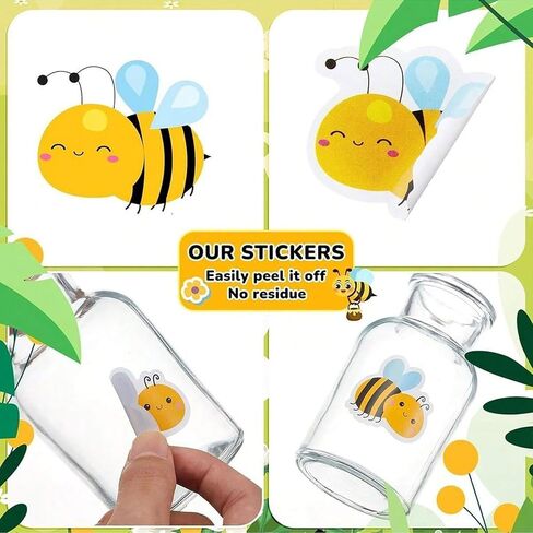 500Pcs Bee Label Stickers 1 Inch Round Sticker Rolls Envelope Seal Animal Stickers Cute Bees Jar Labels Self Adhesive Cartoon Favor Decals Bee Themed Party Crafting Supplies Decoration in Kuwait