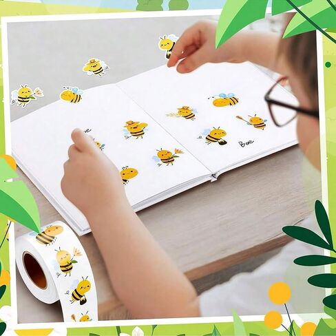 500Pcs Bee Label Stickers 1 Inch Round Sticker Rolls Envelope Seal Animal Stickers Cute Bees Jar Labels Self Adhesive Cartoon Favor Decals Bee Themed Party Crafting Supplies Decoration in Kuwait