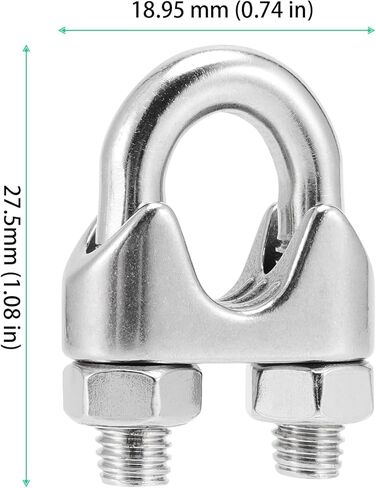 FUNSUEI 40 حزمة M5 الفولاذ المقاوم للصدأ سلك حبل مشبك كابل، 3/16 بوصة U بولت سرج السحابة، 304 الفولاذ المقاوم للصدأ سلك حبل كليب U شكل كابل المشبك، يناسب حبل سلك 3/16 بوصة in Kuwait