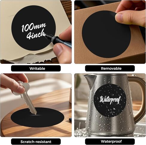 Black Round Stickers 4 Inch Viny Circle Floor Marker Sticker Removable Self-Adhesive Color Coding Decals Label Roll 300 PCS for Classroom Line Up Spots Preschool Kindergarten in Kuwait