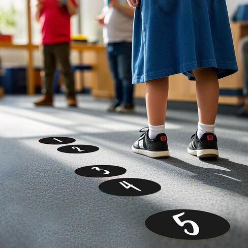 Black Round Stickers 4 Inch Viny Circle Floor Marker Sticker Removable Self-Adhesive Color Coding Decals Label Roll 300 PCS for Classroom Line Up Spots Preschool Kindergarten in Kuwait
