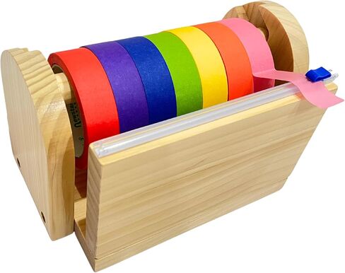 Wood Masking Tape Holder, Kids Tape Dispenser, Craft Tape Dispenser, Multi Roll Tape Dispenser for Kids, Washi Tape Dispenser, Multi Tape Dispenser (Sliding Cutter) *Masking Tape NOT Included in Saudi Arabia
