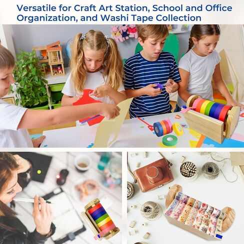 Wood Masking Tape Holder, Kids Tape Dispenser, Craft Tape Dispenser, Multi Roll Tape Dispenser for Kids, Washi Tape Dispenser, Multi Tape Dispenser (Sliding Cutter) *Masking Tape NOT Included in Saudi Arabia