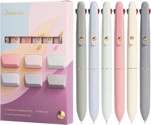 Ddaowanx Multicolor Pens, 4-in-1 Colored Ballpoint Pen 0.5mm Fine Point Smooth Writing,Nurse Accessories for Work,Gifts for Teen Girls,6-Count in Saudi Arabia