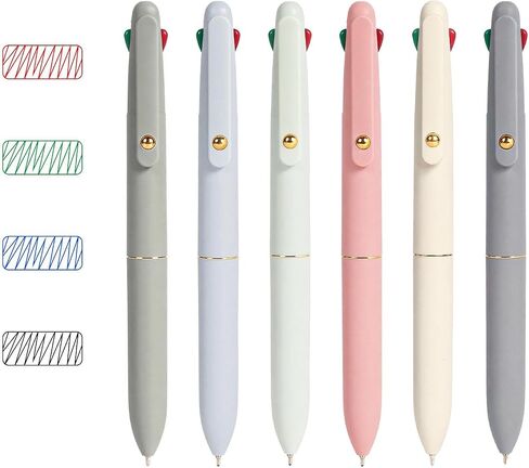 Ddaowanx Multicolor Pens, 4-in-1 Colored Ballpoint Pen 0.5mm Fine Point Smooth Writing,Nurse Accessories for Work,Gifts for Teen Girls,6-Count in Saudi Arabia