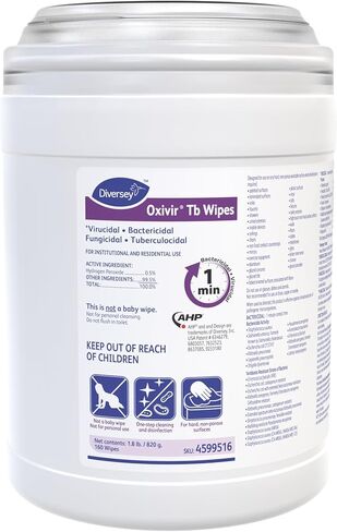 Diversey Oxivir Tb Surface Disinfectant Cleaner Wipe Canister Unscented NonSterile 7x6, White, 160 Ct DVO4599516 in Saudi Arabia