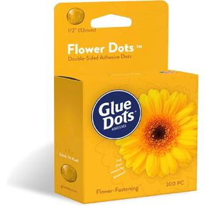 Glue Dots, Flower Dots, Double-Sided, Permanent, 1/2", 300 Dots, DIY Fake Flower Bouquets Wreaths Décor, Sticky Tape Adhesive, Liquid Hot Glue Alternative, Clear