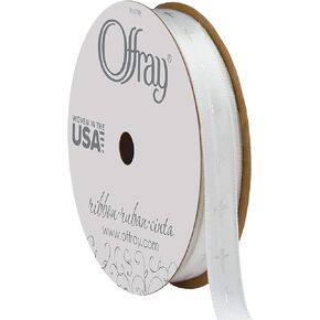 Offray Simple Cross Craft Ribbon, 3/8-Inch x 15-Feet, White & Silver