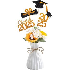 Class of 2025 Graduation Decoration Centerpieces for Tables, 2025 Graduation Table Double-Sided Toppers Party Centerpiece Sticks Party Supplies (16 PCS, Red & Black)